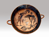 Terracotta kylix (drinking cup), Hunt Painter, Terracotta, Greek, Laconian