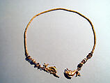 Gold chain with dolphins and glass beads, Gold, glass, Greek