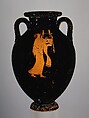 Terracotta amphora (jar), Attributed to the Berlin Painter, Terracotta, Greek, Attic
