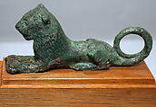 Bronze figure of a recumbent lion, Bronze, Etruscan