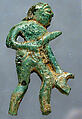 Bronze attachment with warrior figure, Bronze, Etruscan