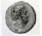 Glass roundel with head of Herakles, Glass, gold ? [No gold - CSL], Greek (?)