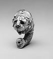 Gold double lion's head earring, Gold, Greek