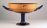 Terracotta kylix: lip-cup (drinking cup), Terracotta, Greek, Attic