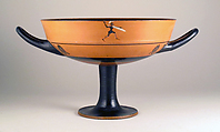 Terracotta kylix: lip-cup (drinking cup), Terracotta, Greek, Attic