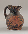 Oinochoe, miniature, Terracotta, Greek, Attic