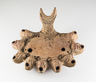 Lamp with nine nozzles, Terracotta, Roman