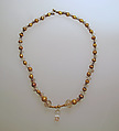 Necklace with crystal beads, Gold, rock crystal, Cypriot