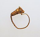 Gold earring with head of a bull, Gold, Greek