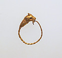 Gold earring with head of a bull, Gold, Greek