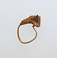Gold earring with head of a bull, Gold, Greek