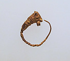 Gold earring with head of a bull, Gold, Greek