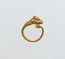 Gold earring with head of a bull, Gold, Greek