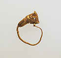 Gold earring with head of a bull, Gold, Greek