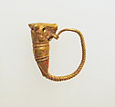 Gold earring with head of a bull, Gold, Greek