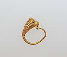 Gold earring with head of a bull, Gold, Greek
