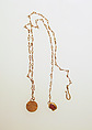 Necklace with disc and sard, Gold, sard