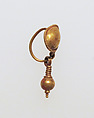 Pair of gold earrings with disc and pendant, Gold, Roman
