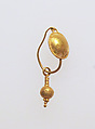 Gold earring with disc and pendant, Gold, Roman