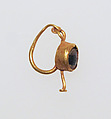 Earring with glass setting, Gold, glass paste, Roman