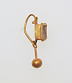 Earring with ball pendant and paste setting, Gold, glass paste, Roman