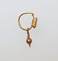 Earring with ball pendant and paste setting, Gold, glass paste, Roman