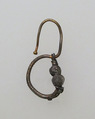 Earring, delta-shaped with beads, Gold, silver