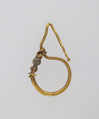 Earring, delta-shaped with beads, Gold, glass, Roman