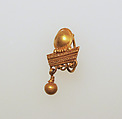 Earring-hook type with pendants and disc, Gold