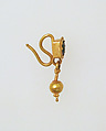 Earring-hook type with pendants and paste setting, Gold, glass paste, Roman