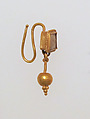 Earring-hook type with ball pendant and paste setting, Gold, glass paste
