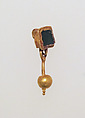 Earring-hook type with ball pendant and paste setting, Gold, glass paste