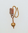 Earring-hook type with ball pendant and paste setting, Gold, glass paste