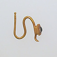 Earring-hook type with paste setting, Gold, glass paste