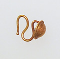 Earring-hook type with disc and beaded rim, Gold