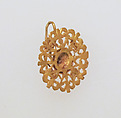 Gold earring with rosette disk, Gold, Roman