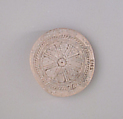 Ivory disk of a pyxis with rosette, Hippoptomus ivory, Cypriot