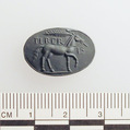 Heliotrope intaglio: Cock-headed anguipes, Heliotrope, Roman