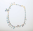 Necklace with blue beads, Gold, blue glass