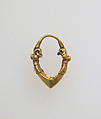 Earring, boat-shaped, Gold, Greek or Roman