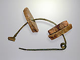 Bronze fibula (safety pin) with amber segments, Amber, Etruscan