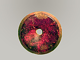 Pierced disk, perhaps from an earring or fibula (safety pin), Amber, Etruscan or Italic