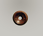 Pierced disk, perhaps from an earring or fibula (safety pin), Amber, Etruscan or Italic