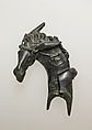 Two fulcra (headrest) attachments in the form of mule's heads, Bronze, Greek