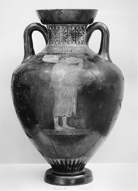 Terracotta neck-amphora of Panathenaic shape (jar) by Syleus Painter, The Metropolitan Museum of Art