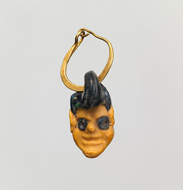 Gold earring with glass head pendant by an unrecorded maker, The Metropolitan Museum of Art