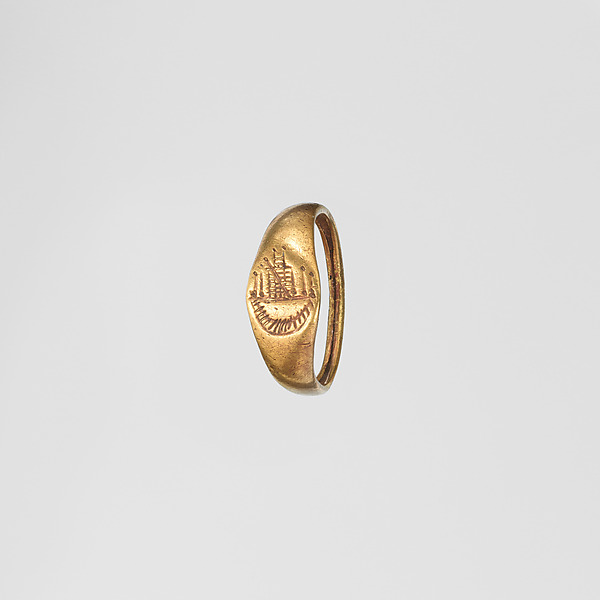 Gold ring with representation of the temple of Aphrodite at Paphos