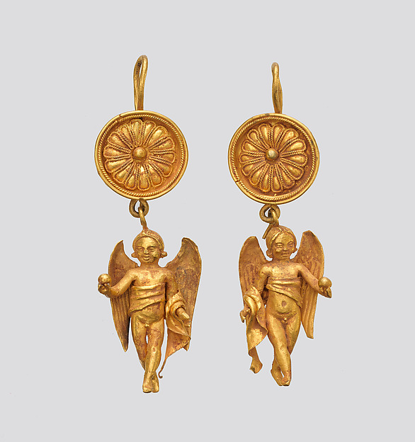 Earring with pendant in the form of Eros by an unrecorded maker, The Metropolitan Museum of Art