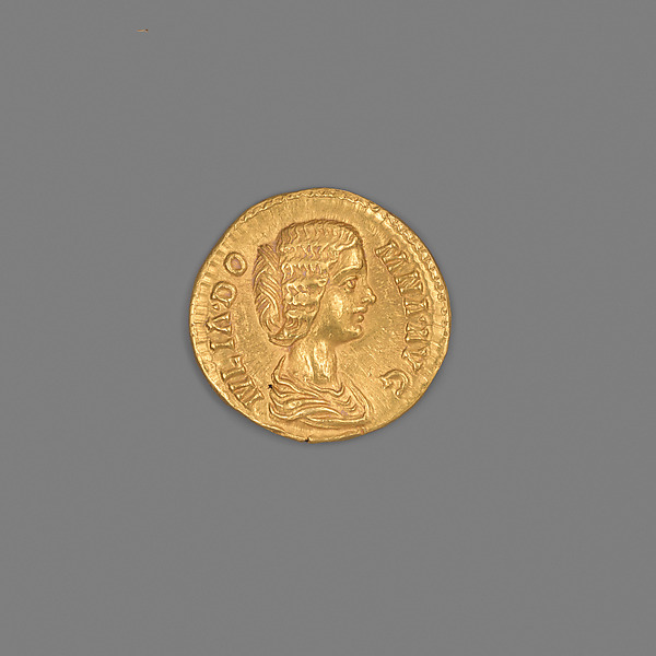 Gold aureus of Septimius Severus with bust of Julia Domna