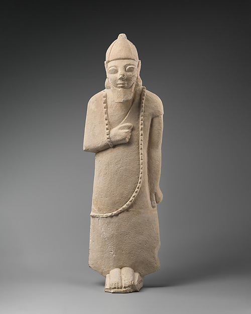 Limestone statuette of a male votary by an unrecorded maker, The Metropolitan Museum of Art